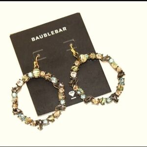 BaubleBar Crystal Multi Stone Hoop Earrings Gold Tone